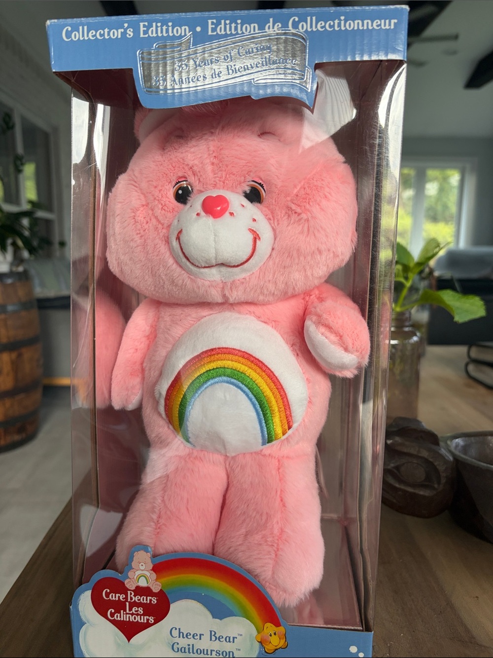 Care Bears Cheer Bear Pink Plush with Rainbow Belly Badge